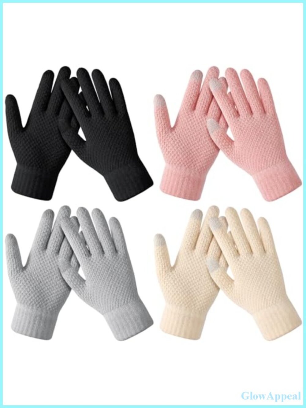 Women's Winter Touchscreen Gloves - Acrylic Knit, Cold Weather, One Size